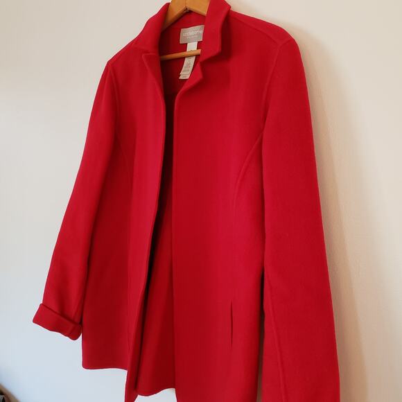 Liz Claiborne NWOT Angora & Wool Open Jacket True Red Size 12 - Picture 2 of 6